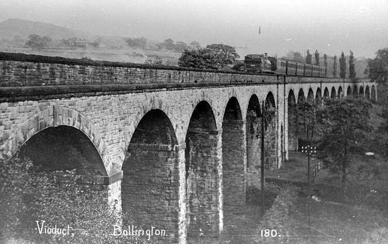Steam train on Bollington viaduct