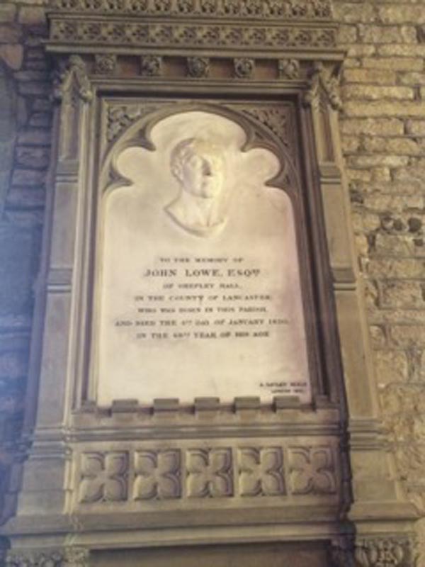 Plaque to John Lowe of Mottram.
