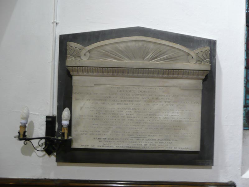 Downes Memorial, Pott Shrigley Church