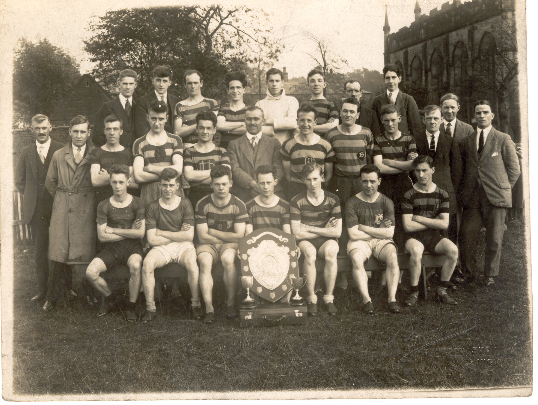Football team with trophy?